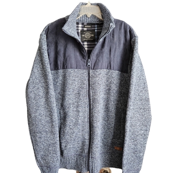 Buffalo David Bitton Mens Sherpa Fleece Lined Zip-Up Sweater Gray XL - Picture 1 of 12